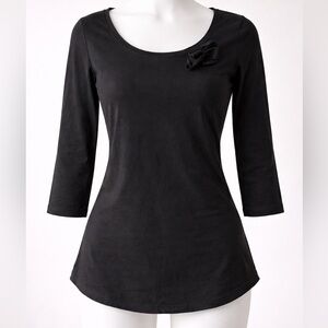 Black Women's Top with Bow Detail